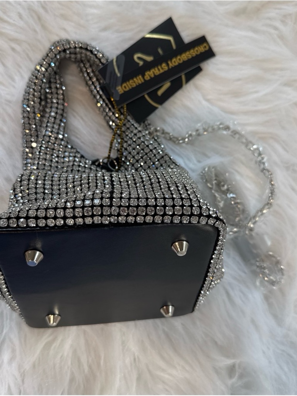 Vegan Crystal Mini Bag - Silver Sparkle - Picture 3 of 7